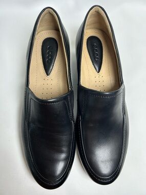 Ecco Black Leather Slip-On shoes women’s size 38 comfort Loafers work nurse